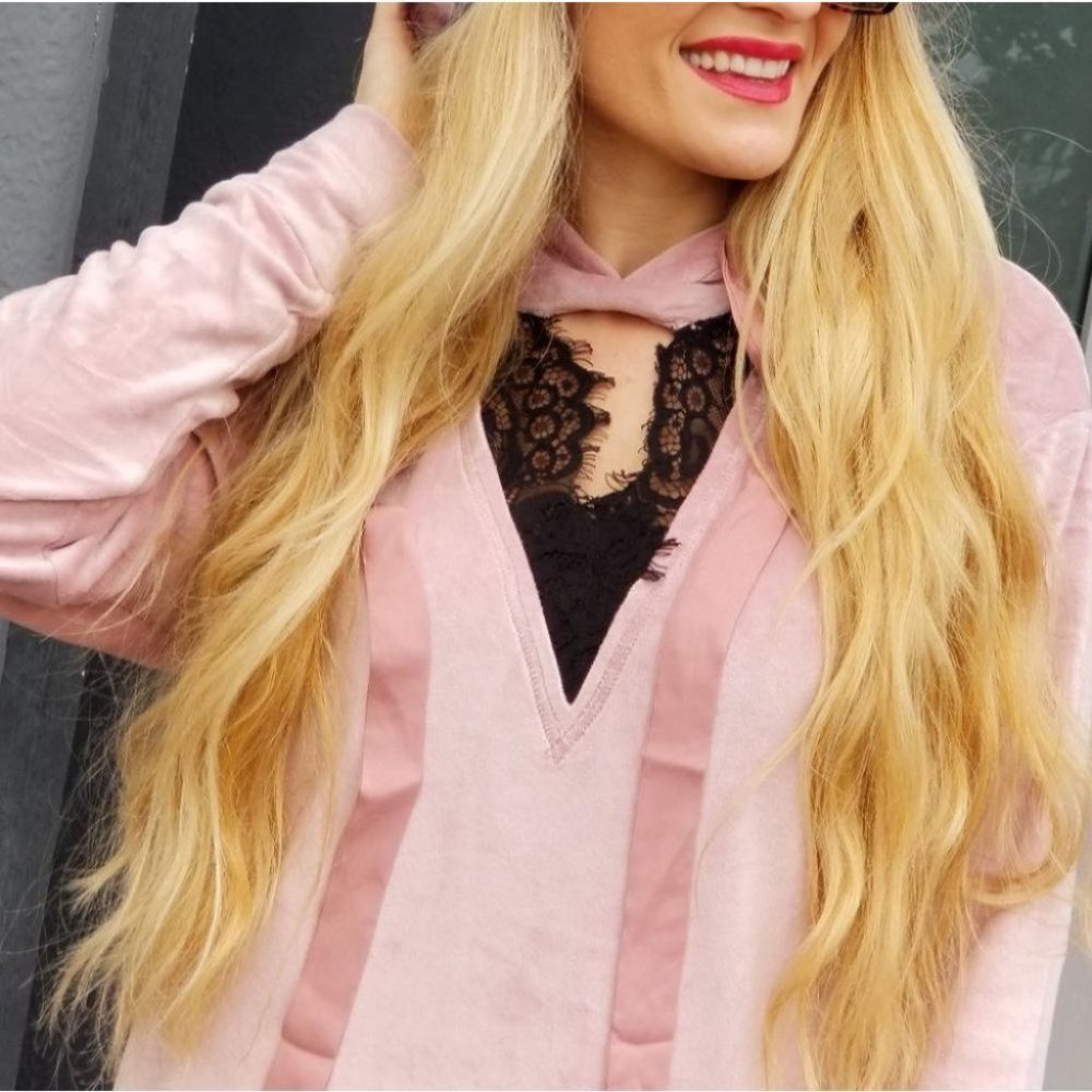 CASUAL DOLLZ Velvet Hoodie Top - Picture 3 of 4